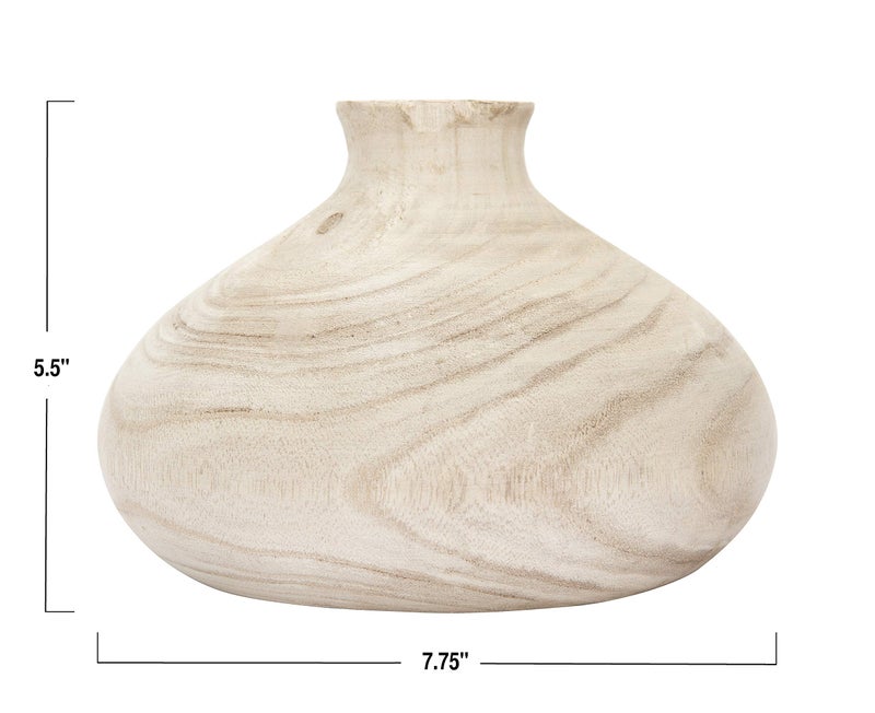 Creative Co-Op Small Paulownia Wood Vase (Each one Will Vary) - Image 3